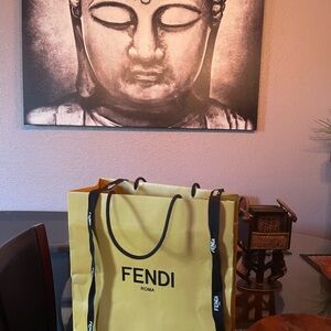 Fendi Yellow Shopping Bag with Black Logo and Handles